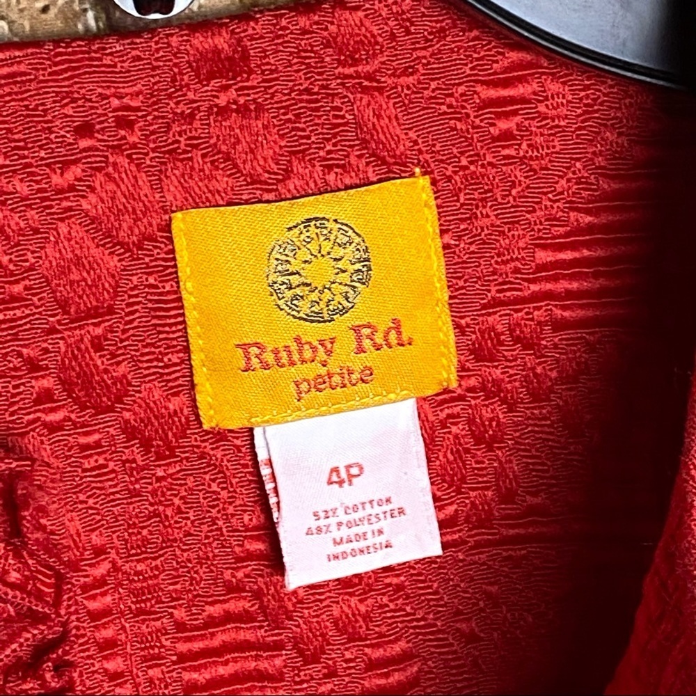 Ruby Rd. Red Raised Designs Zip Ruffle Blazer 4p - image 5